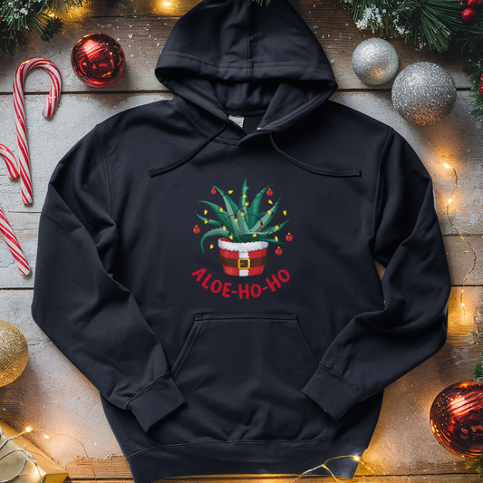 Aloe Ho Ho Santa Houseplant Tee Midweight Hooded Sweatshirt