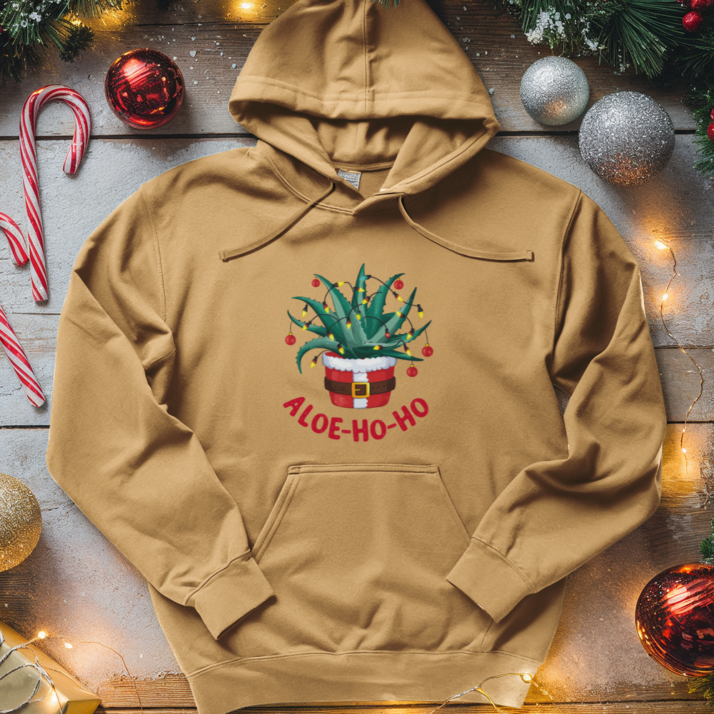 Aloe Ho Ho Santa Houseplant Tee Midweight Hooded Sweatshirt