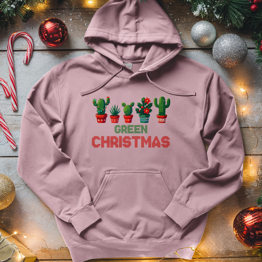 Green Christmas Midweight Hooded Sweatshirt