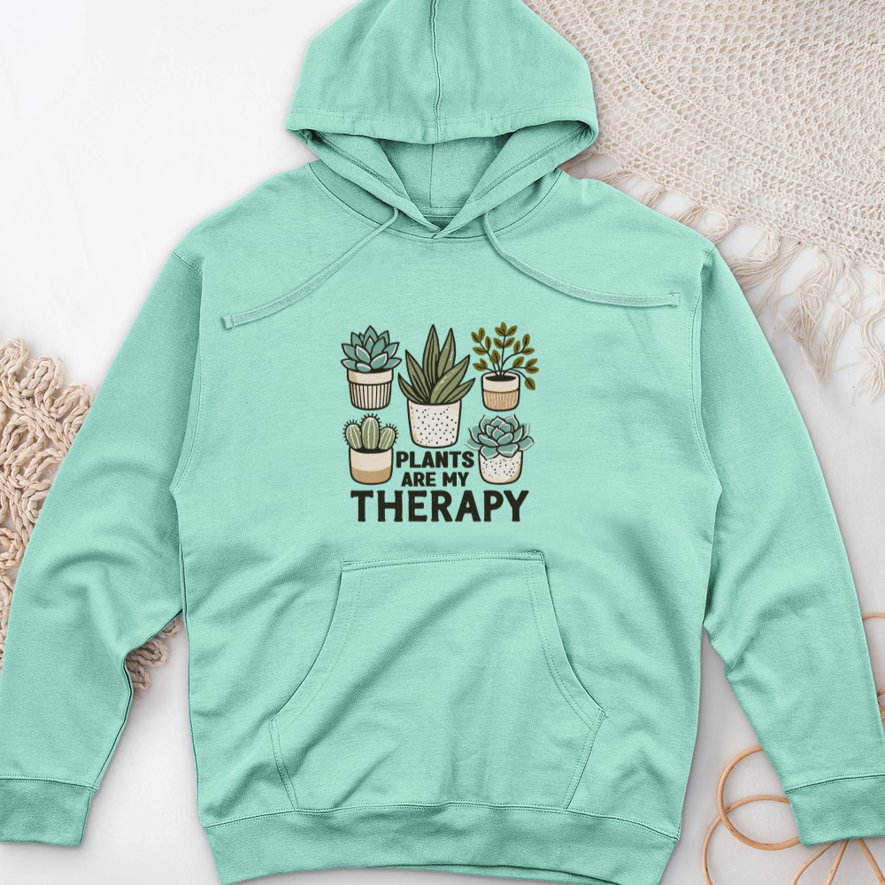 Plants Are My Therapy Midweight Hooded Sweatshirt