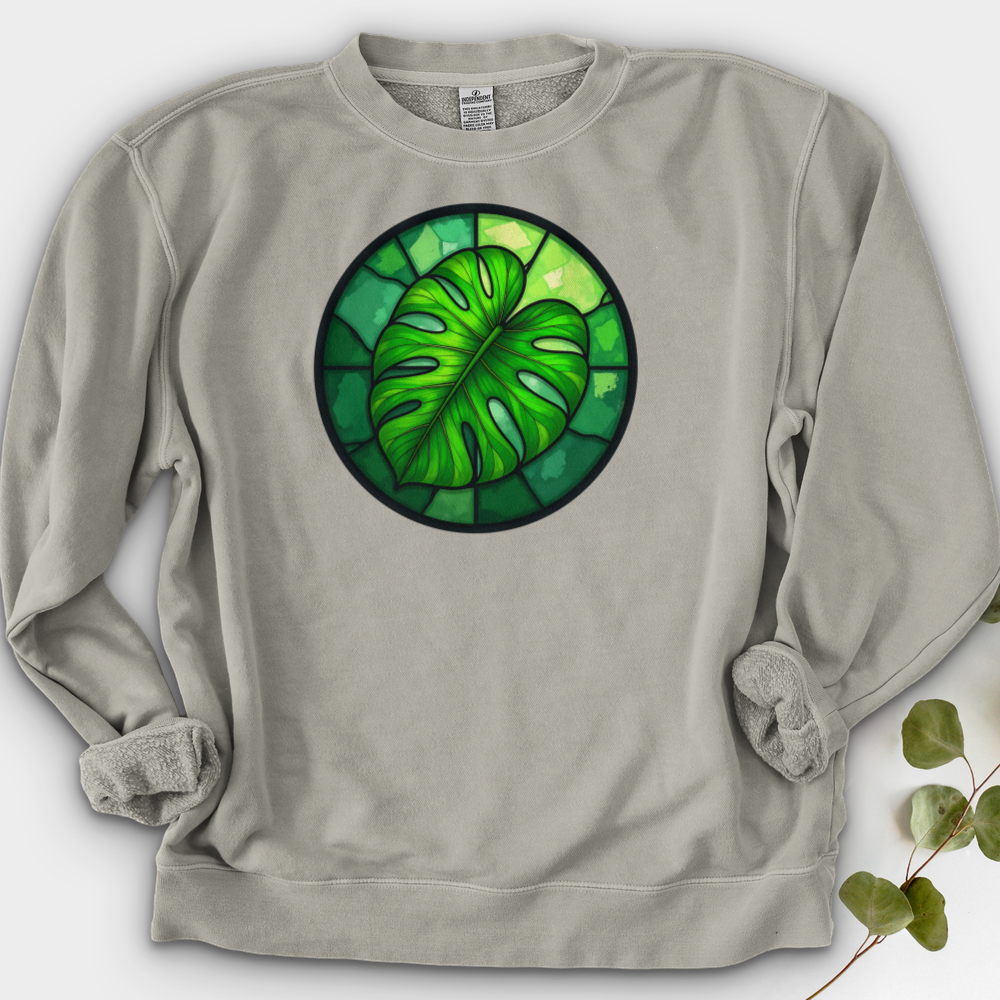 Stained Glass Monstera Leaf Crewneck