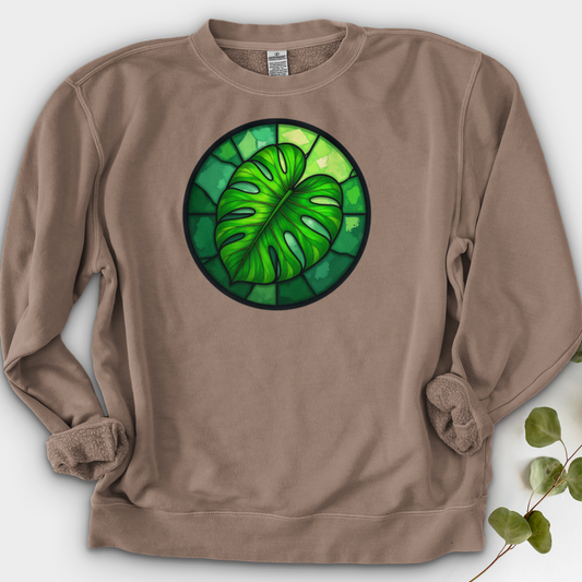 Stained Glass Monstera Leaf Crewneck