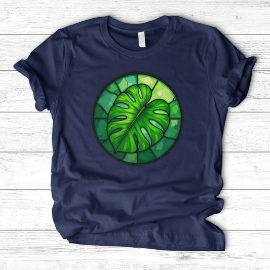 Stained Glass Monstera Leaf T-Shirt