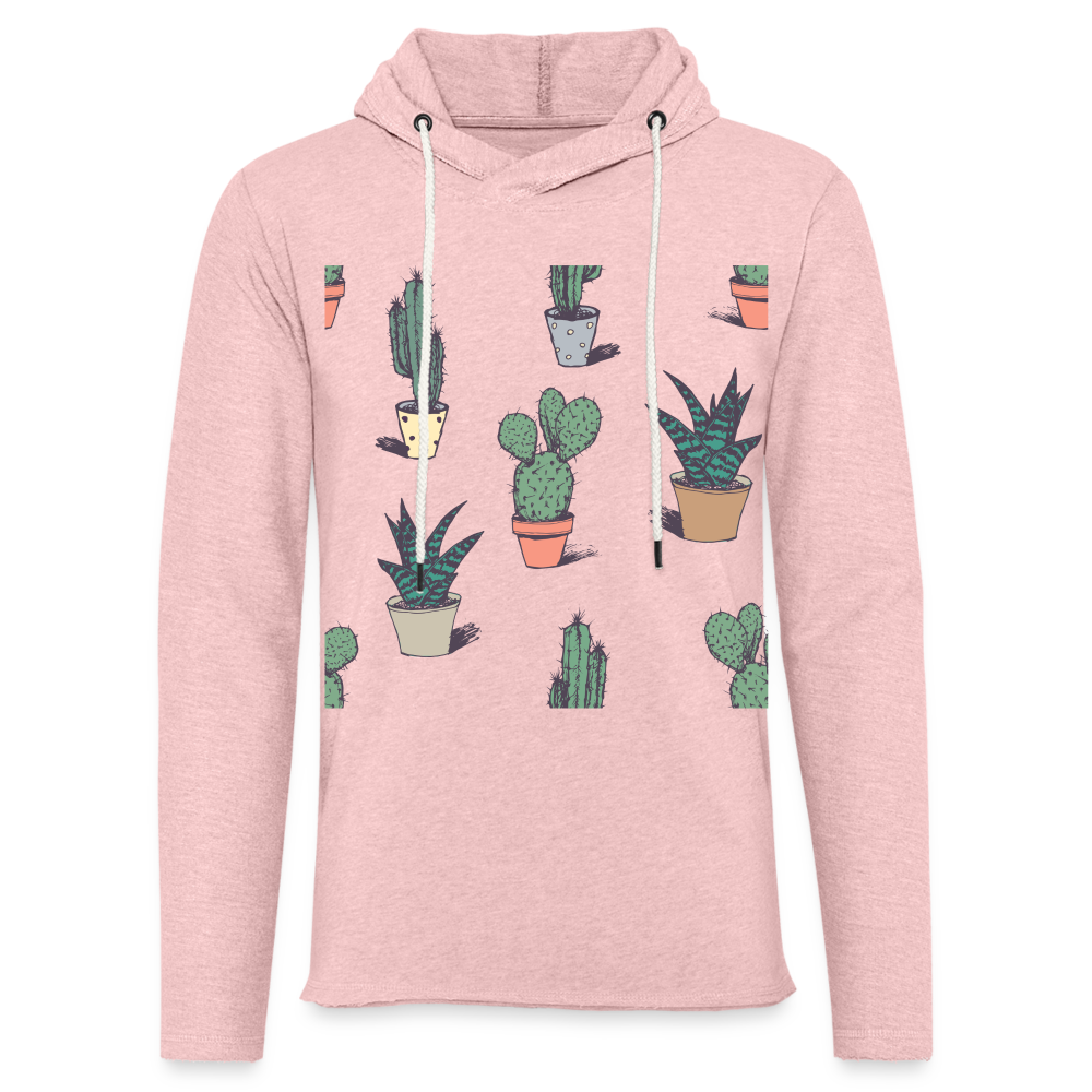 Unisex Lightweight Terry Hoodie - cream heather pink